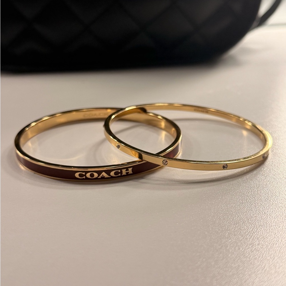 COACH Gold Plated Duo Bangle Bracelet Set
